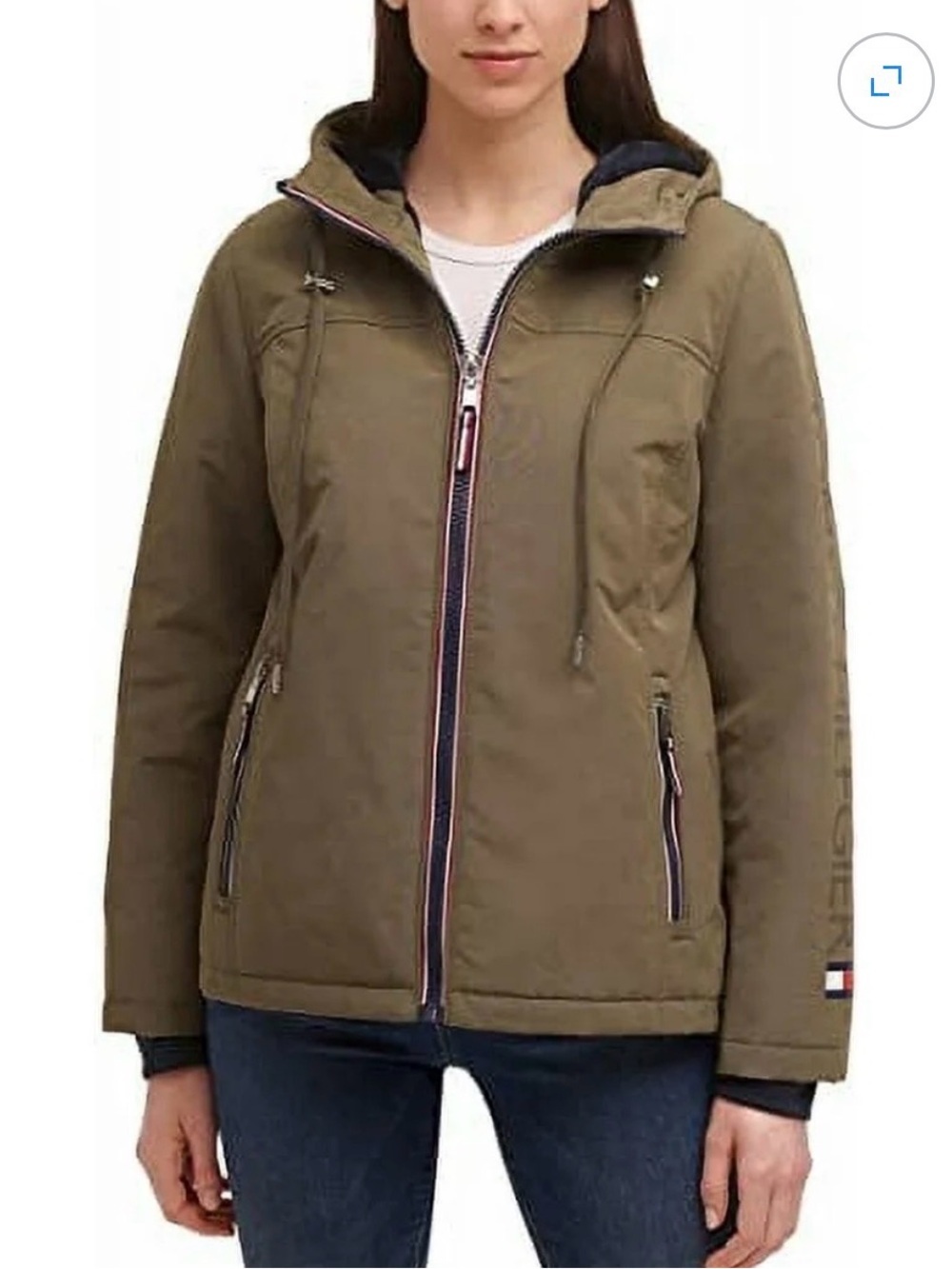 Tommy Hilfiger Olive Green Hooded Utility Jacket